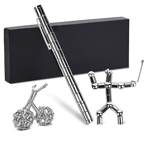 Hereneer Stylo Magnétique, Stress Reducer Relief Stylo, Stylo à Bille, Stylo Plume en Acier Inoxydable, Le Cadeau D'anniversaire de Noël Parfait pour Les Pères, Les Maris Et Les Enfants (Argenté) Cover
