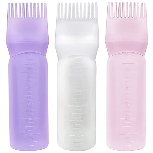 Yebeauty Root Comb Applicator Bottle, 6 Ounce Applicator Bottle for Hair Dye Bottle Applicator Brush with Graduated Scale- 3 Pack