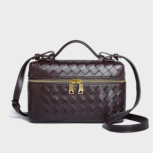 Trendy Woven Crossbody Purse Bag for Women Cute Shoulder Bag Square Box Bags Mini PU Leather Top Handle Purses Handbag2