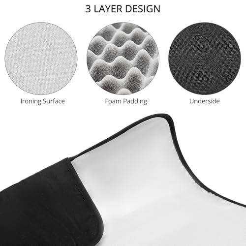 QWORK® Groß Bügelmatte 70x48 cm mit Silikonbügel und 3 mm Polsterung - Hitzebeständige Bügelunterlage für Tisch