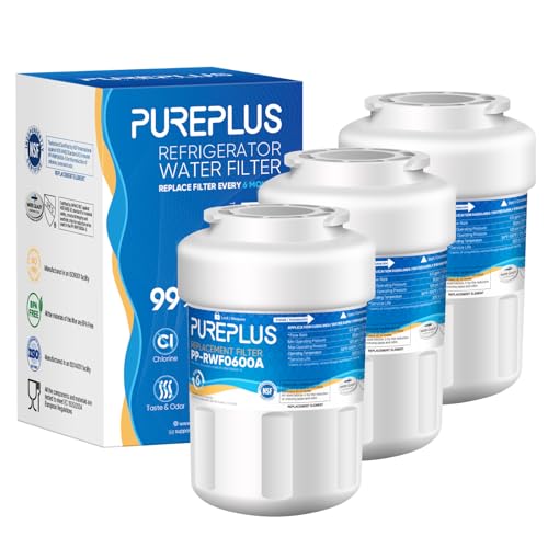 PUREPLUS Replacement for GE® MWF®, SmartWater® MWFP, MWFINT, MWFA, GWF, HDX FMG-1, Kenmore® 9991, WFC1201, GSE25GSHECSS, Water Filter, 3 Pack