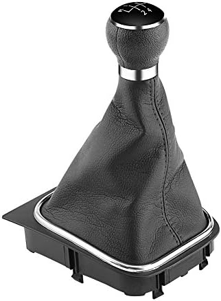 Qiilu 5 Speed Car Gear Shift Knob Boot Gearstick Gaiter Kit Manual/Auto Gear Shifter Boot Cover Replacement for Golf 6 MK5 MK6 2005-2014