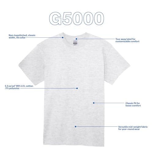 Gildan Men's Heavy Cotton T-Shirt, Style G5000, Multipack, Ash Grey (10-Pack), 2X-Large by Gildan - Image 5