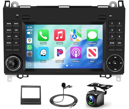 Radio para Coche Podofo para Mercedes-Benz Clase A W169/Clase B W245 B200/Viano Vito W639/Sprinter W906, Android 13.0 2GB+64GB | Pantalla táctil de 7" | CarPlay y Android Auto | Control en el Volante