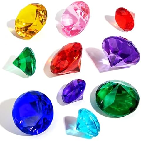 LGFMGWH 10PCS Extra Large Diving Gem Pool Toys, 60MM and 40MM Extra Big Diamond Colorful Pirate Treasure Diving Gems, Large Acrylic Diamond Gems Toys for Summer Swimming Party Favors Boys Girls Cover