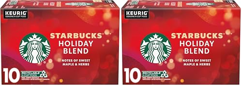Image of Starbucks K-Cup Coffee Pods, Medium Roast Coffee for Keurig Brewers, Holiday Blend, 100% Arabica, Limited Edition Holiday Coffee, 1 Box (10 Pods) (Pack of 2)