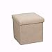 Tabouret pliant en Coton et lin pouf de rangement pliable repose-pieds de stockage carré,Multi-usages Anti-gaz et l'humidité-Preuve Coffre de Rangement Chargement Max 100 kg,Beige,30*30*30CM