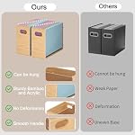 Acrylic Wall File Organizer, Hanging File Folder Organizer with Handle, Bamboo File Box File Crate Storage Box, Portable Filing Organizer for Home Office Classroom (Letter Size, 2 Pack) - Image 4