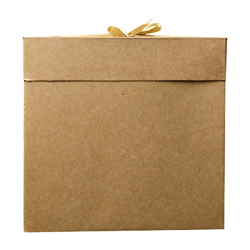 Elephant-Package Gift Box With Lid For Presents, Medium Brown Kraft Gift Box With Ribbon And Paper Filler- Collapsible, 8" 1 Pack #TOP4
