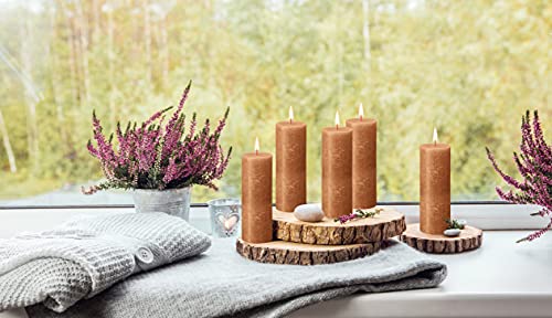 Bolsius 4 Pack Spice Brown Rustic Pillar Candles - 2.75 X 7.5 Inches - Premium European Quality - Natural Eco-Friendly Plant-Based Wax - Unscented Dripless Smokeless 85 Hour Party Décor Candles #TOP7