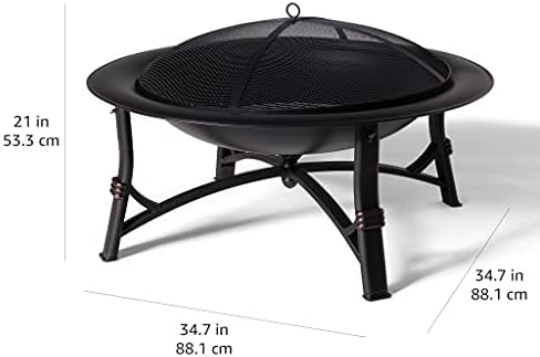 Amazon Basics Round Fire Pit - 35-Inch, Brushed Copper