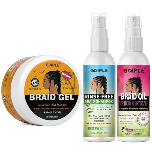 Coffret Gel Cheveux Bouclés avec Shampoing Tressé et Huile Spray