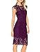 MEROKEETY Women's 2026 Lace Floral Midi Dresses Classic Elegant Party Dinner Photoshoot Dress, Plum, Medium