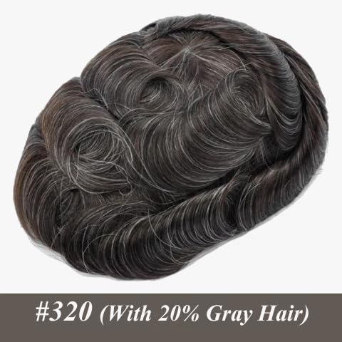 Ehairc Toupee for Men Full Swiss Lace Hair System 100% Human Hair Breathable Men's Toupee Hairline Bleach Knots Natural 90% Density Mens Lace Wig Base Size 8x10" (#320) - Image 2