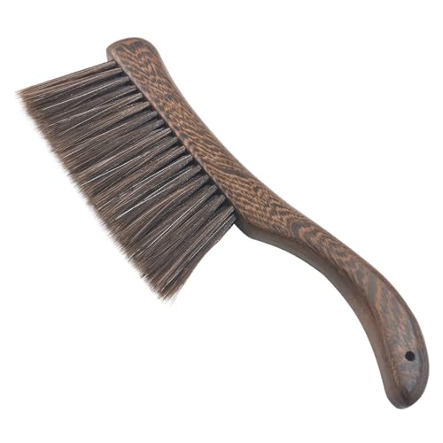 Hand Broom Brush Wooden Handle Soft Bristle Cleaning Dust Brush Bench Brushes with Bristlesfor Furniture Bed Car Bench Crevice Cleans Sofa Fireplace ClothesCurved Handle