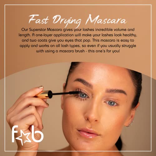 Image of Fab Superstar Mascara: Waterproof Volumizing High Lash Lift Beauty Mascara: Black Liquid Mascarra for Bold Volume and Length - Infused with Keratin and Biotin for Longer, Better Defining Lashes - 10ml