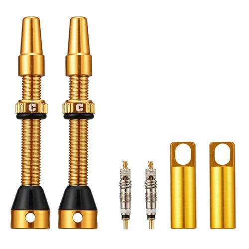 Image of Corki Cycles Tubeless Presta Valve Stem 40 44 55 60 80 100mm with 2PCS Valve Core and 2PCS Remover Tool (Black Red Gold Rainbow)