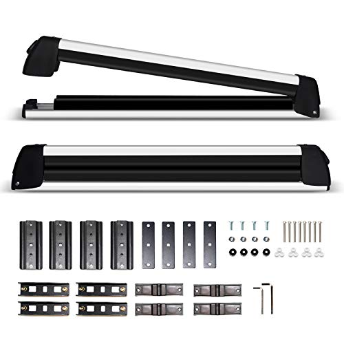 FIVKLEMNZ 31" Aluminum Universal Ski & Snowboard Roof Rack, Ski Board Roof Carrier, Fits for Most Vehicles Equipped Crossbars, Fits Up to 6 Pairs Skis or 4 Snowboards