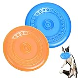 YIPFEN 2 PCS Dog Flying Disc, Natural Rubber, Suitable for Land and Water, Training, Catching, Playing (15.5 cm) (Blue + Orange)