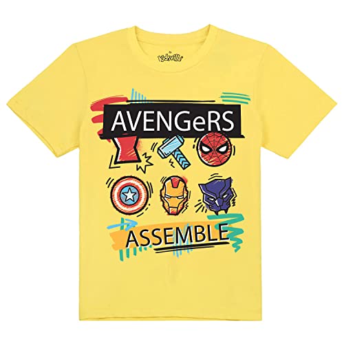 Image of Kidsville Marvel Comics Printed Regular Fit Black Cotton Boy's T-Shirt