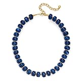 LILIE&WHITE Dark Blue Resin Chunky Necklace for Women Trendy Boho Acrylic Beaded Choker Necklaces Handmade Summer Necklace Jewelry Gift