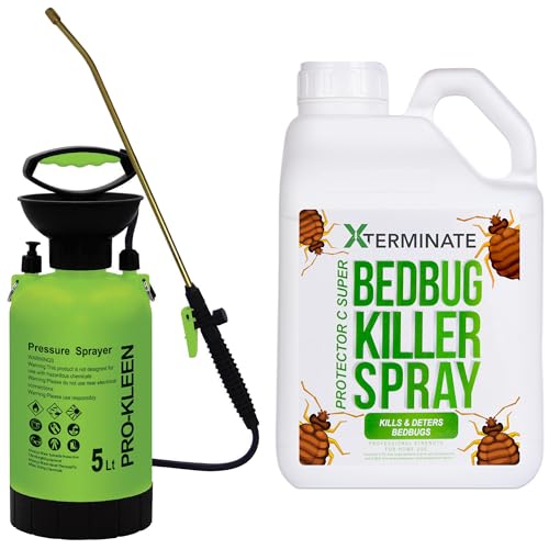 Xterminate Bed Bug Killer Spray 5L Triple Action Insecticide - Also Kills, Ants, Mites, Cockroaches, Fleas with 5L Pump Sprayer