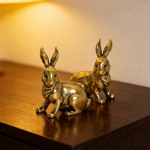Figurita de conejo pequeño de latón vintage miniatura 3