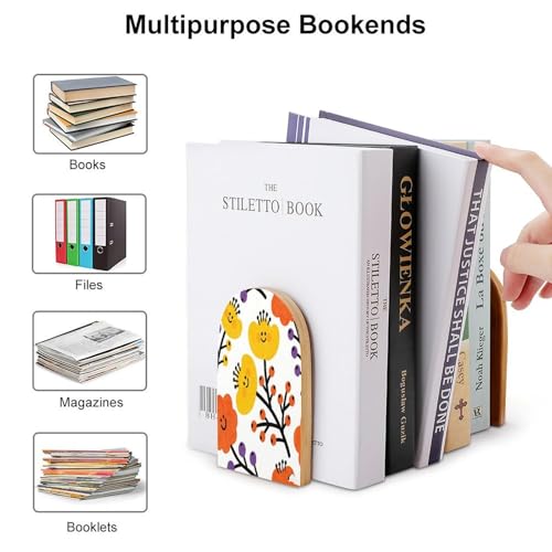 Sujetalibros de madera resistente de ramas de flores para organizar libros pesados 4