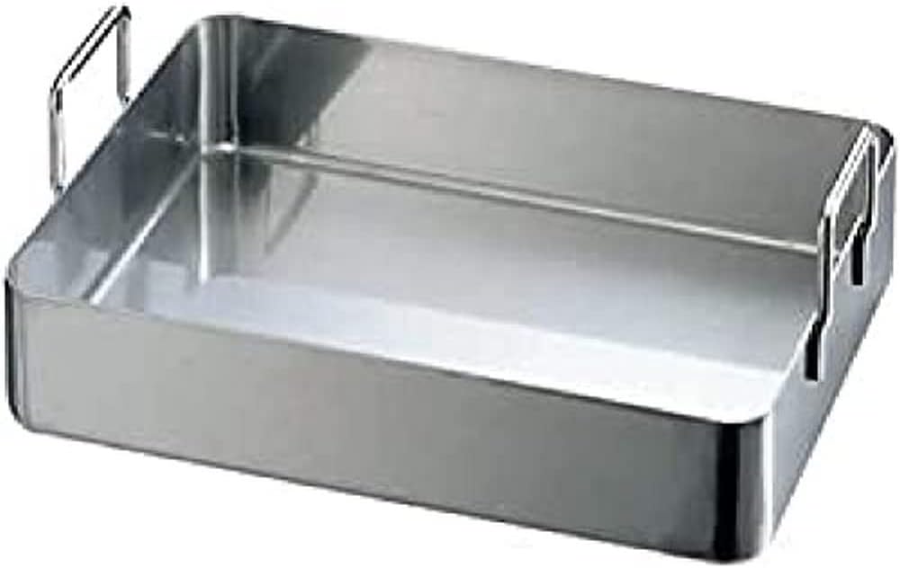 De Buyer Professional 40 x 30 cm Stainless Steel Rectangular Roasting Tray with 2 Fixed Handles 3121.40