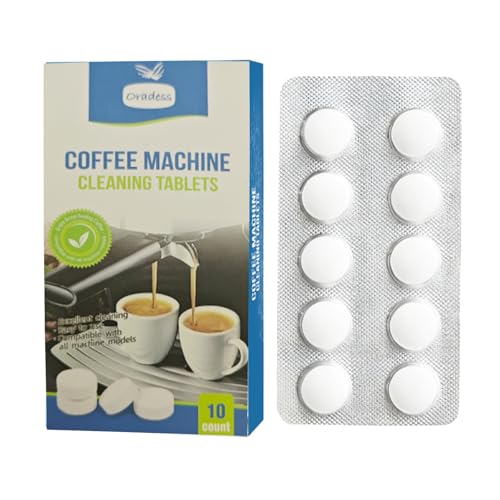 10 Piezas Pastillas Limpieza Cafetera, Pastillas Limpiadoras para Cafeteras, Limpiadoras Detrartrantes para Cafeteras Automáticas y de Expreso, Compatibles con Todas las Marcas
