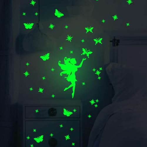 AIBAOBAO Glow in The Dark Stars Stickers, Fairy Butterfly Wall Decals Stickers...