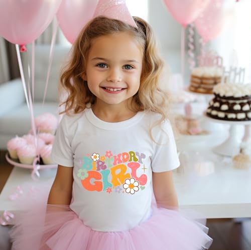 Image of Birthday Shirt Girls Toddler T-Shirts Unicorn Mermaid Birthday Tees Little Kids Top Outfit White Pink 2nd 3rd 4th 5th 6th 7th