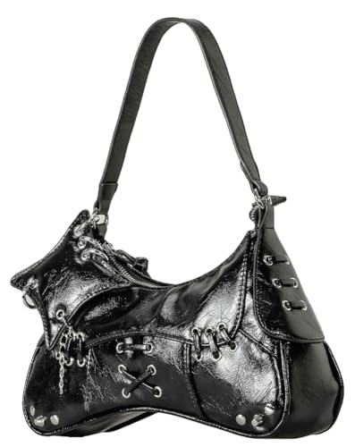 Rungion Studded Purses Y2k Shoulder Bag for Women Small Crossbody Bag Trendy Vegan Leather Handbag Underarm Satchels