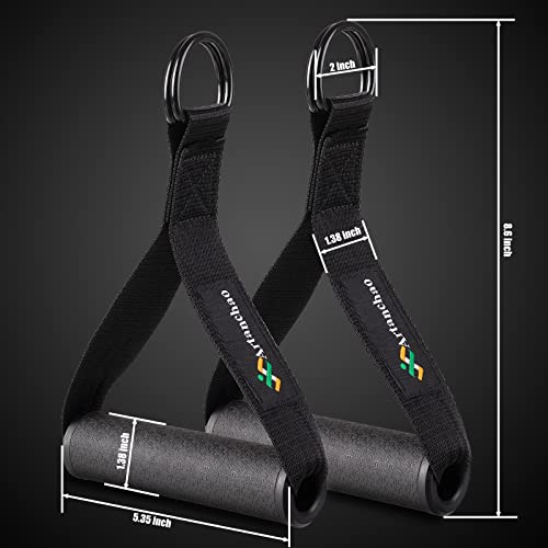 Cable Handles Gym Equipment - Extremely Comfortable Rubber Cable Machine Handle Attachments For Gym - Ultra Heavy Duty Exercise Resistance Band Handles Grip With Double D Rings (Black) #TOP4