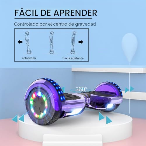 Miniatura 2 de Rcb Hoverboard 6.5 Auto-Equilibrio Para Niños, De Auto-Equilibrio Hoverboards Con Luces Led Integradas Y Bluetooth, Hoverkart Go-Kart, Regalo Para Niños Y Adultos