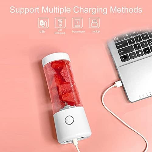 Image of OZOY Portable Blender Electric Juicers Fruit Mixers USB Rechargeable Smoothie Mini Personal Juicer 6 Blades 3Gears With Oil Strainer Pot Grease Can Scalding Handheld, Lid for Cooking (WHITE-29)