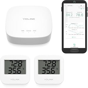 YoLink Smart Wireless Temperature/Humidity Sensor Wide Range for Freezer Fridge Monitoring Pet Cage/Tank Monitoring, App Alerts, Text/SMS, Email Alerts, Works with Alexa IFTTT, 2 Pack – Hub Included