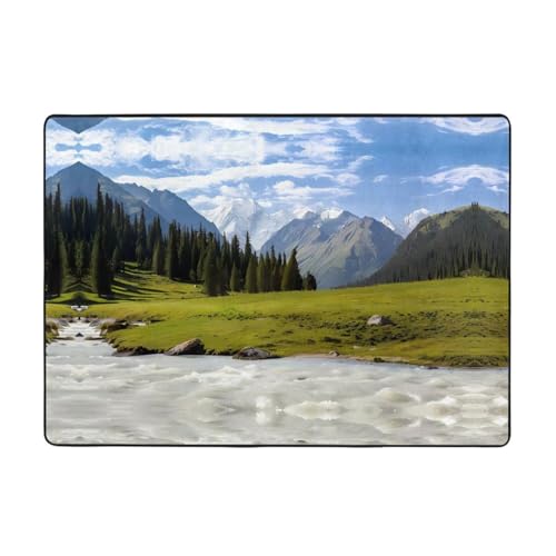 Alfombra antideslizante HJFCZH 80x58 con estampado de montañas de nieve 2
