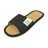 Zenley - Japanese Bamboo House Slippers for Women and Men Indoor - Organic Soft Cotton Fabric for Ultimate Comfort - Black Medium US Sizing