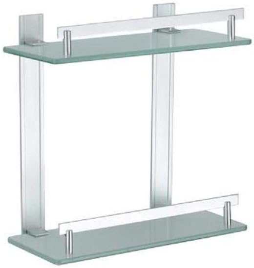MSV Tabarca - Shelf 2 Levels of Aluminium and Glass, 30 x 13 cm, Chrome, 30x30x13 cm - Image 3