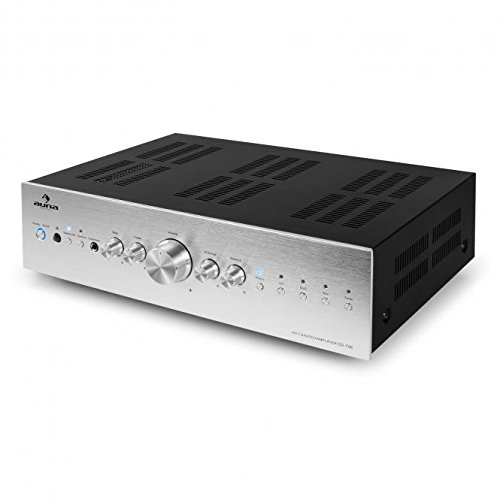 Auna Amplificador Audio Equipo de Musica para Casa, Amplificador HiFi y AV, Control de Graves y Agudos, Amplificadores de Sonido Subwoofer, 2 Canales Audio y Altavoz, Mando, Entrada AUX, MP3 y CD
