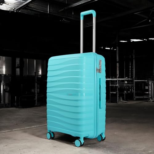 Image of 3G Vacanza Series 2 Polypropylene Unbreakable Hard-Sided Cabin Luggage Trolley Bag with TSA Lock | Light Blue 55 cm