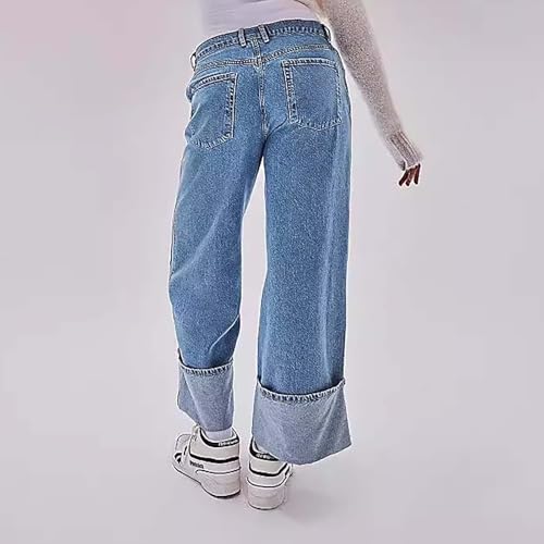 Jean ample pour femme à jambe large et taille haute style Y2K cargo fluide