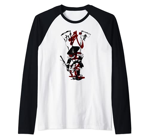 Samurai Bullshido Raglan Baseball Tee, Black