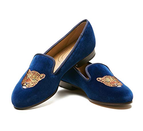 Image of Journey West Women's Velvet Loafer Flat with Embroidery Velvet Slippers