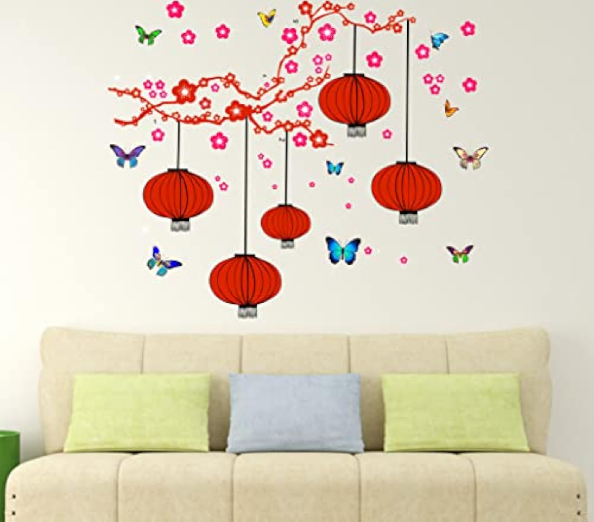 Chinese Lamp Wall Sticker, Elegant Home Decoration