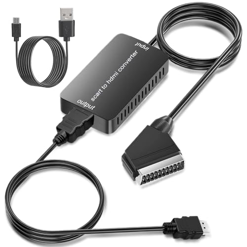 tlidfgeo Scart to HDMI Adapter, 1080P Adapter Scart to HDMI TV Output for VHS TV Xbox PS3 Sky Blu-ray DVD etc