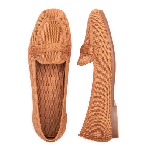 Image of Frank Mully Women's Loafer Flats Square Toe Comfortable Office Work Shoes, Cute Penny Loafer Slip On Walking Driving Shoes