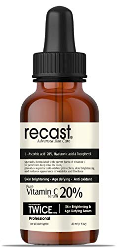 Recast Vitamin C 20% Skin Brightening Serum Best For Pigmentation, Fairness, Anti-ageing, Anti-wrinkles, Acne-spots & Age-spots 30ml (1 fl. oz)