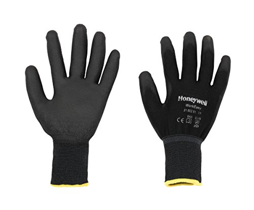 Honeywell WorkEasy Black General Purpose Gloves for Precision Work 2100251, 100% Polyester Knitted, PU Coating, Gauge 13